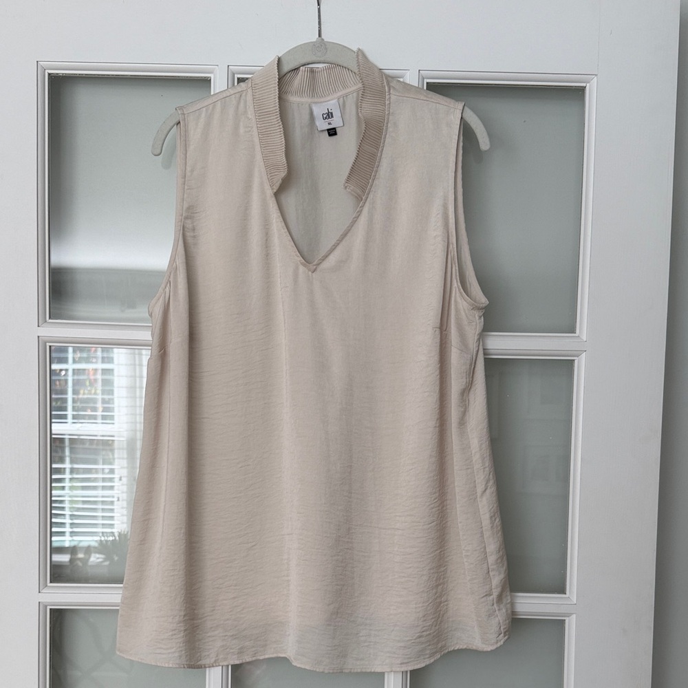 CAbi Cream Sleeveless Blouse